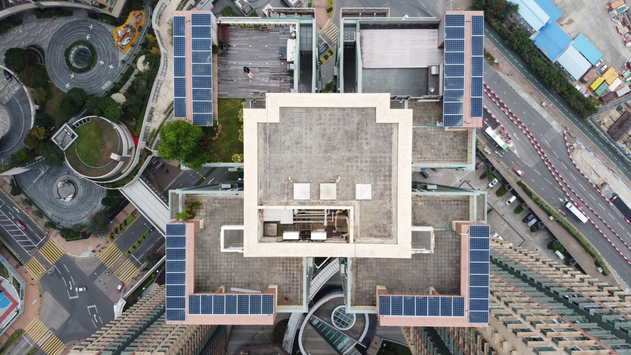 The 20 kW solar system in the 55th floor in Tseung Kwan O